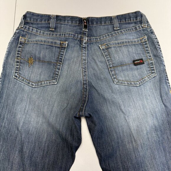 Ariat M4 FR Relaxed Boot Cut Jeans Mens 36x30 Blue Workwear Western Cowboy - Picture 9 of 16